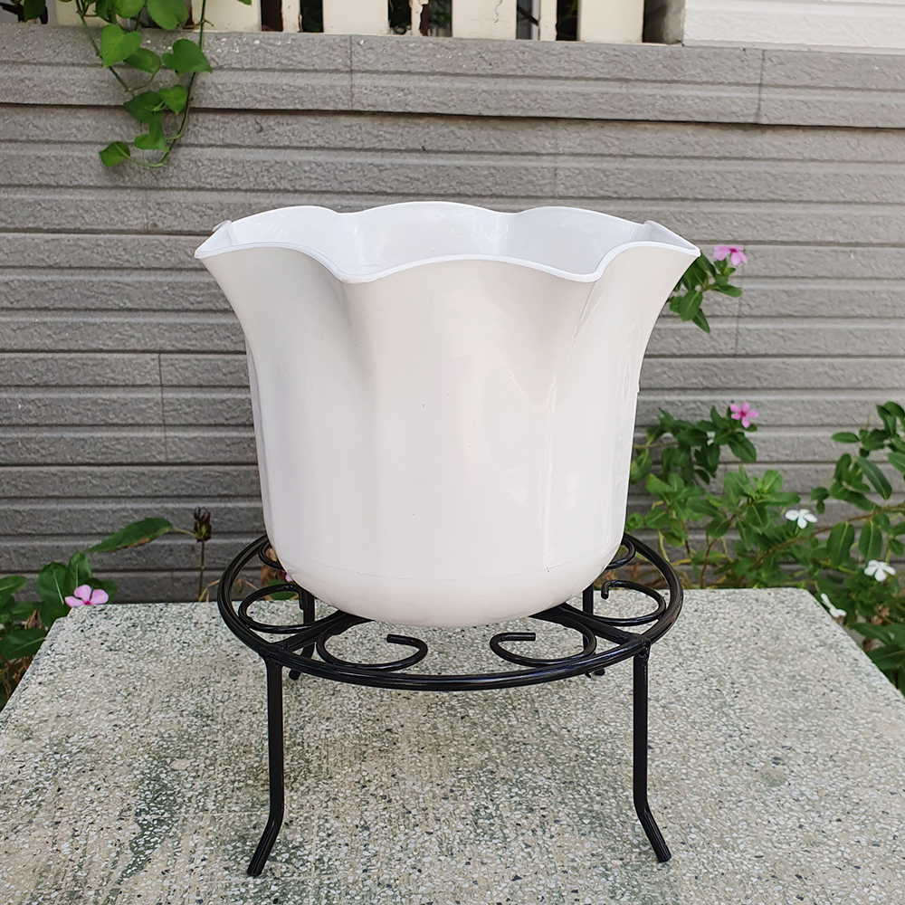 Bộ 2 kệ sắt tròn sơn tĩnh điện màu đen đặt chậu hoa 21x10cm