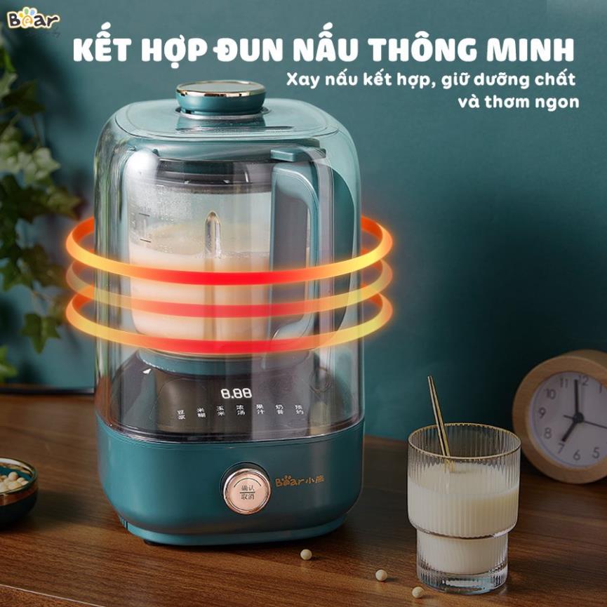 Máy Làm Sữa Hạt Bear PBJ-B06W1- máy xay đa năng, cách âm không gây ồn, dung tích 1l dùng cho 3-5 người