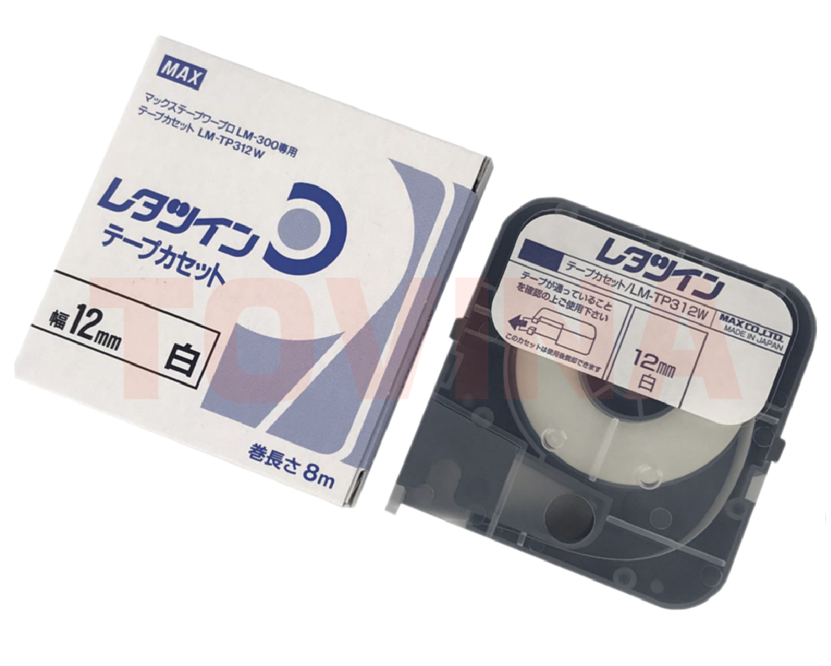 Nhãn Trắng LM-TP312W (12mm, 8m/cái) - Hàng Chính Hãng - Max - Nhật Bản