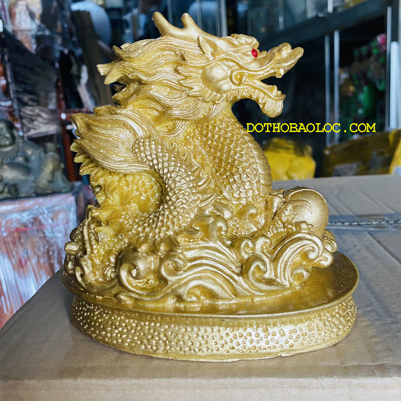 Tượng rồng ôm châu phong thủy mang lại tài lộc may mắn cao 15cm