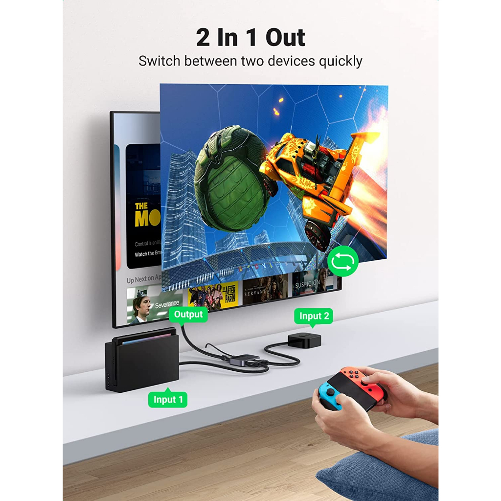 Bộ gộp HDMI 2 vào ra 1 UGREEN 90385 Chính Hãng 4K@120Hz x 8K@60Hz CM561 hàng chính hãng