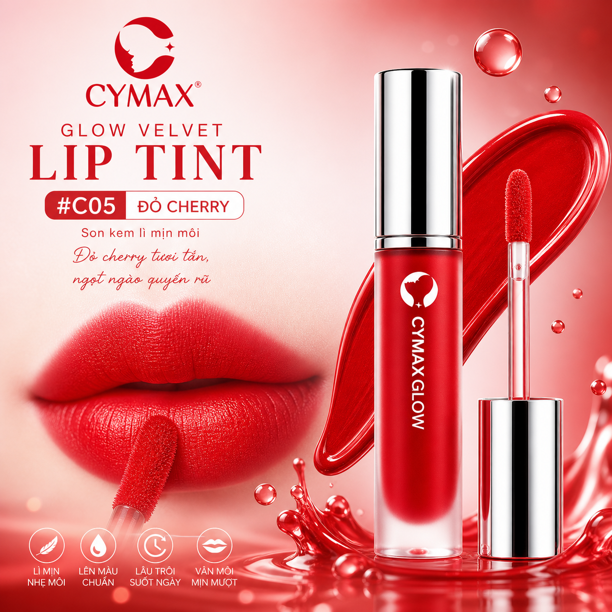 Son Kem CYMAX Glow Velvet Lip Tint - Lì Mịn Như Nhung, Căng Mướt Môi Chuẩn Hàn - Không Trôi