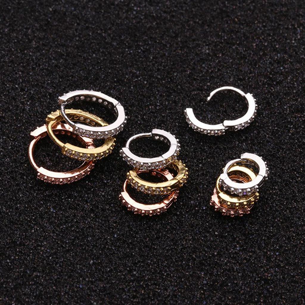 2 Pairs Hoop Cubic Zirconia Earrings Stud Cuff Huggie Piercing Earrings Gift