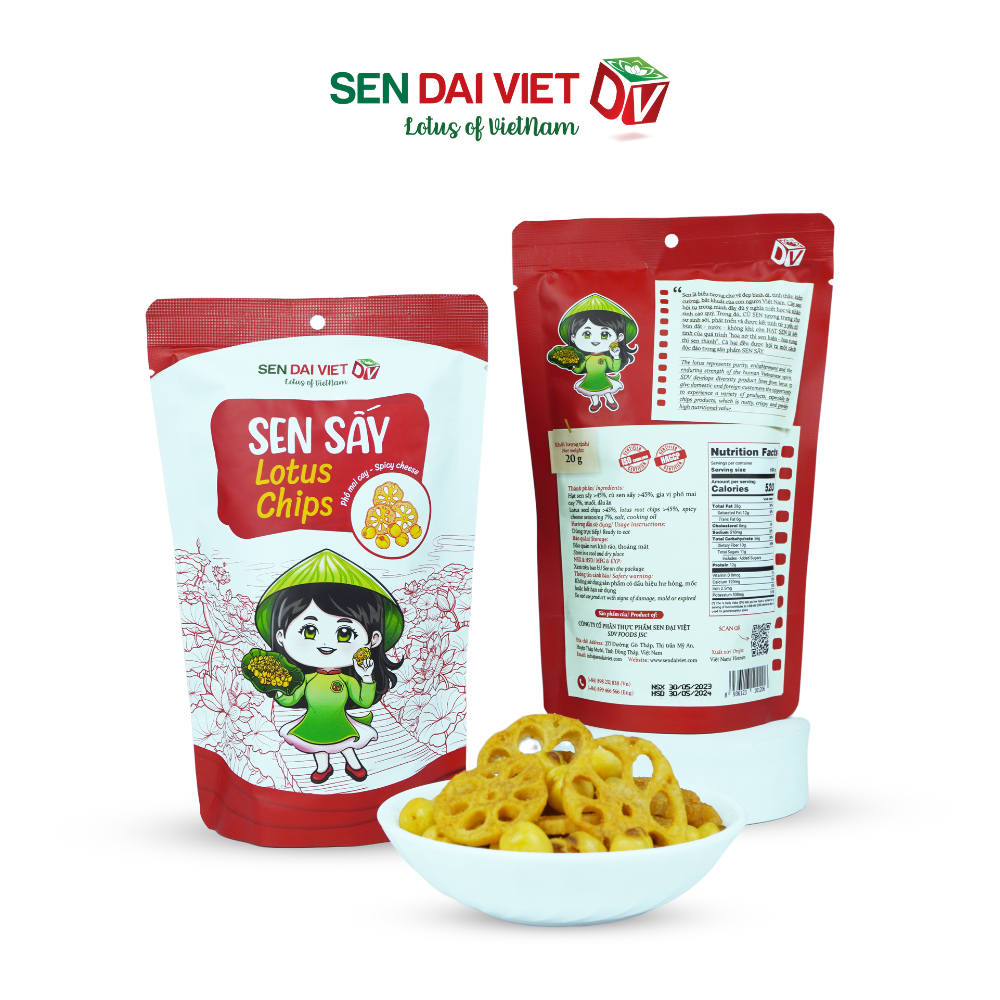 Sen Sấy Vị Phô Mai Cay- Sen Sấy Giòn Tan, Vị Cay Nồng Nàng, Phô Mai Béo Ngậy, ĐV- Sen Đại Việt- Gói 30g