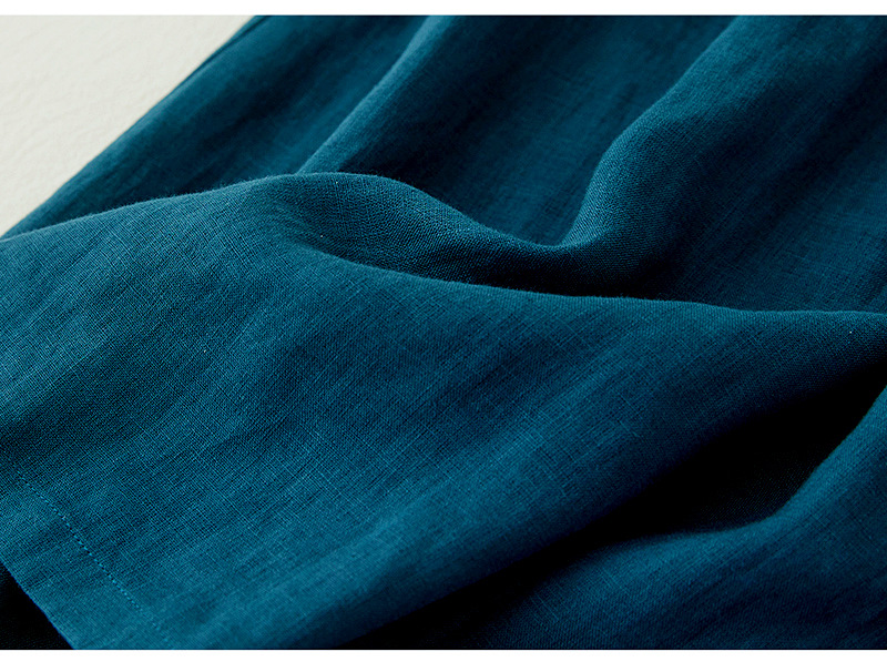 Đầm suông linen cổ sơ mi form rộng màu xanh cổ vịt trẻ trung nữ tính, thời trang phong cách Hàn- Đũi Việt