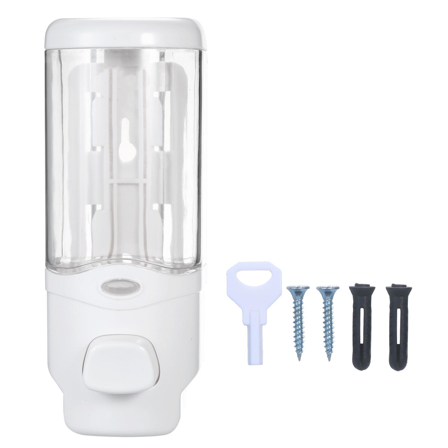 300mL Manual Soap Dispenser Wall Mounted Dish Liquid Lotion Gel Shampoo Chamber Dispenser for Bathroom Kitchen Home