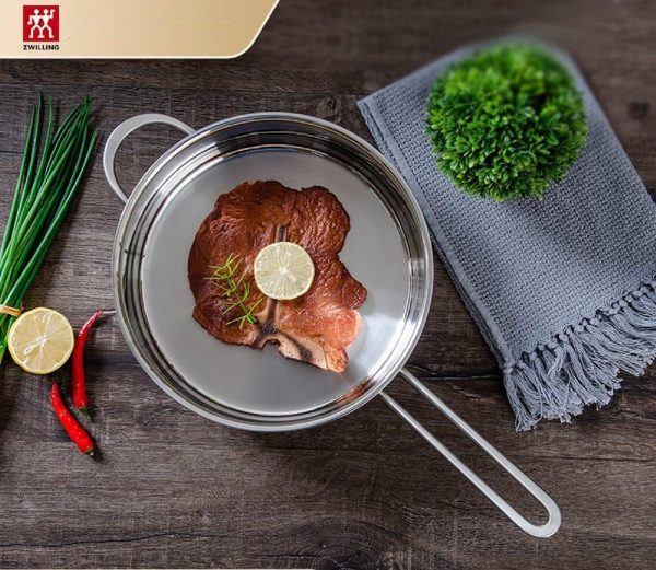 Chảo inox Zwilling twin 24 cm kèm nắp kính Hàng chính hãng