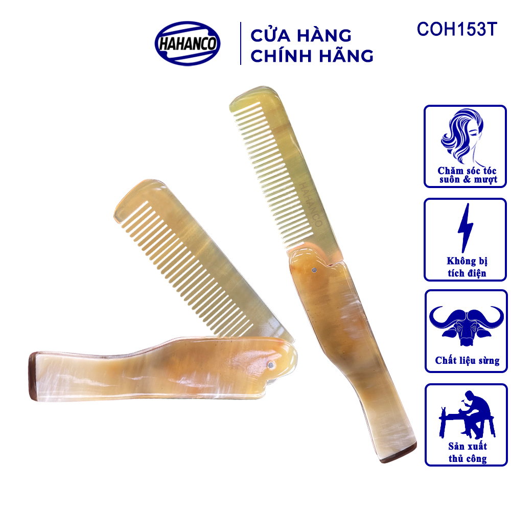 Lược Sừng Gấp Gọn Bỏ Túi HAHANCO Tiện Dụng Dành Cho Nam Chải Tóc Chải Râu - COH153T