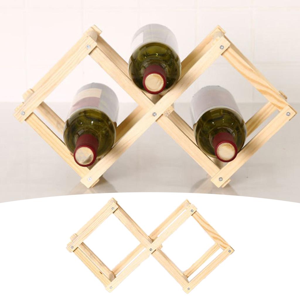 Wooden Red Wine Rack Bottle Holder Display Shelf Foldable