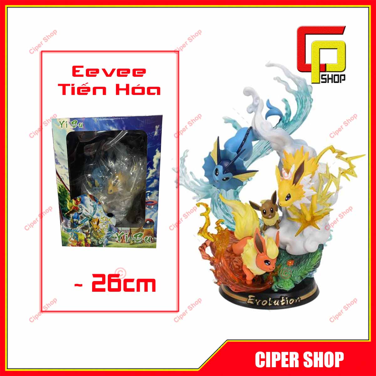 Mô hình Eevee Pokemon tiến hóa - Có Led - Figure Pokemon hệ tiến hóa