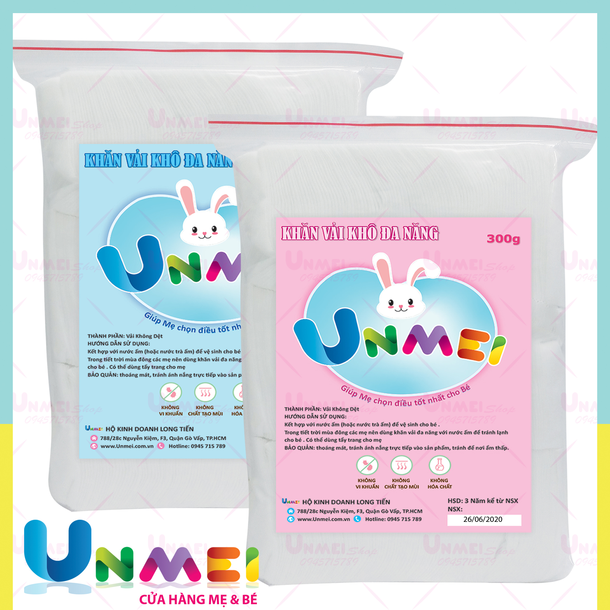 Khăn Vải Khô Đa Năng Unmei 300g 270 tờ/túi