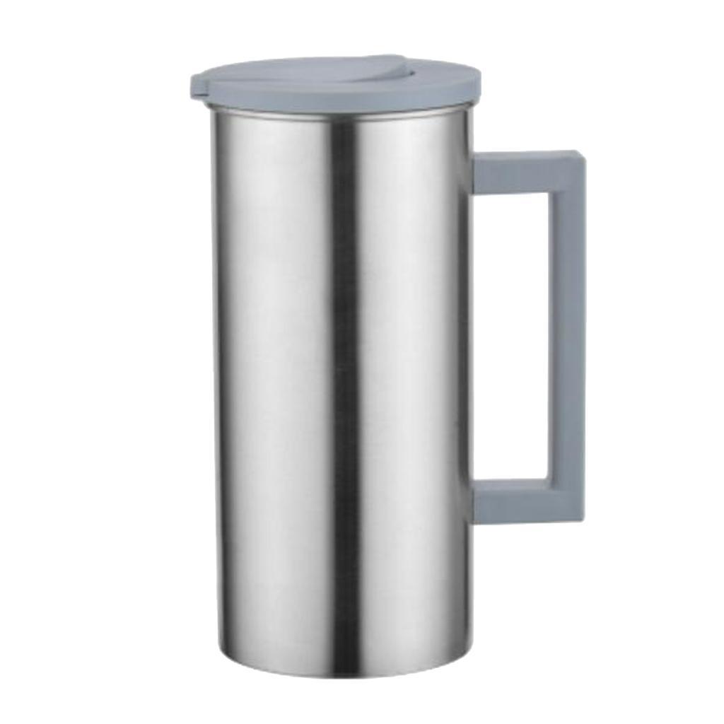 Pack of 2, Stainless Steel 1.8L Water Pitcher Grey Juice Jug Cafe Serving