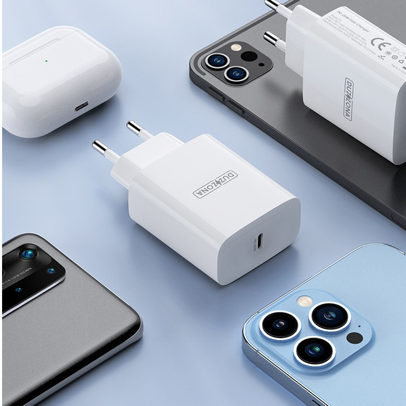 Củ sạc nhanh PD 20W chính hãng Dux Ducis Duzzona cổng USB-C, chống cháy nổ - Hàng chính hãng