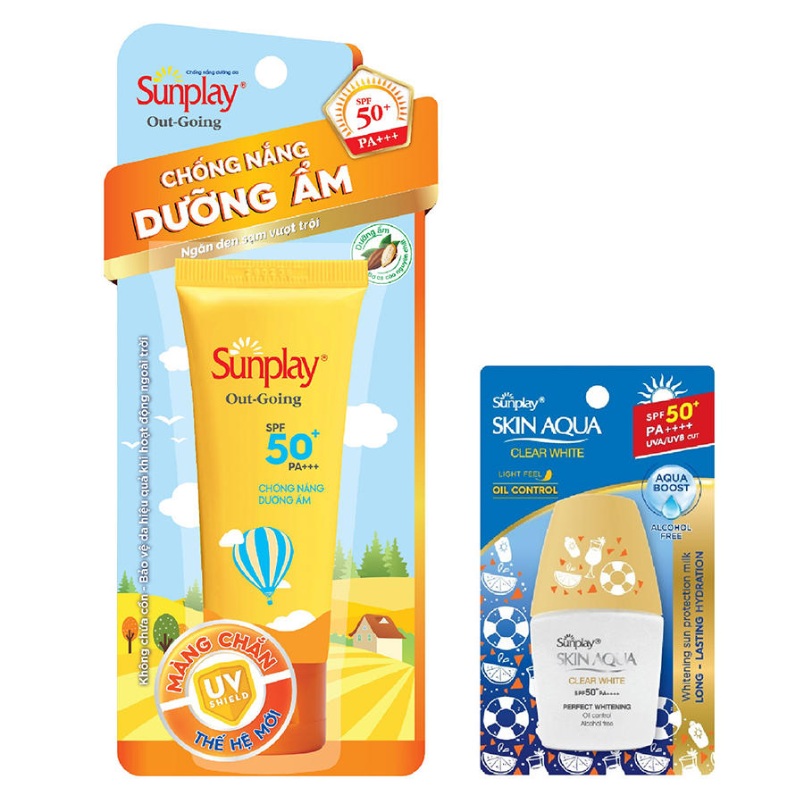 Kem Chống Nắng Dưỡng Da Sunplay Out Going SPF 50+, PA+++ (30g) + Tặng Sữa chống nắng hằng ngày Sunplay Skin Aqua