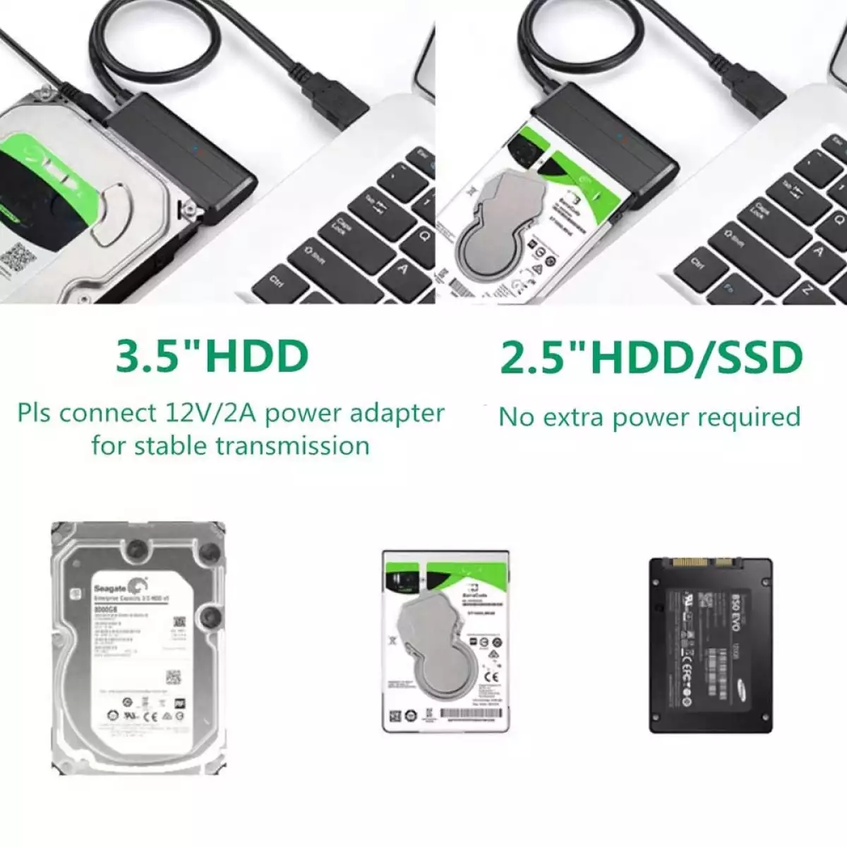 Bộ Chuyển Đổi Cáp Ổ Cứng USB SATA III Đen Có đèn báo tín hiệu tốc độ cao + Tặng kèm que chọc sim