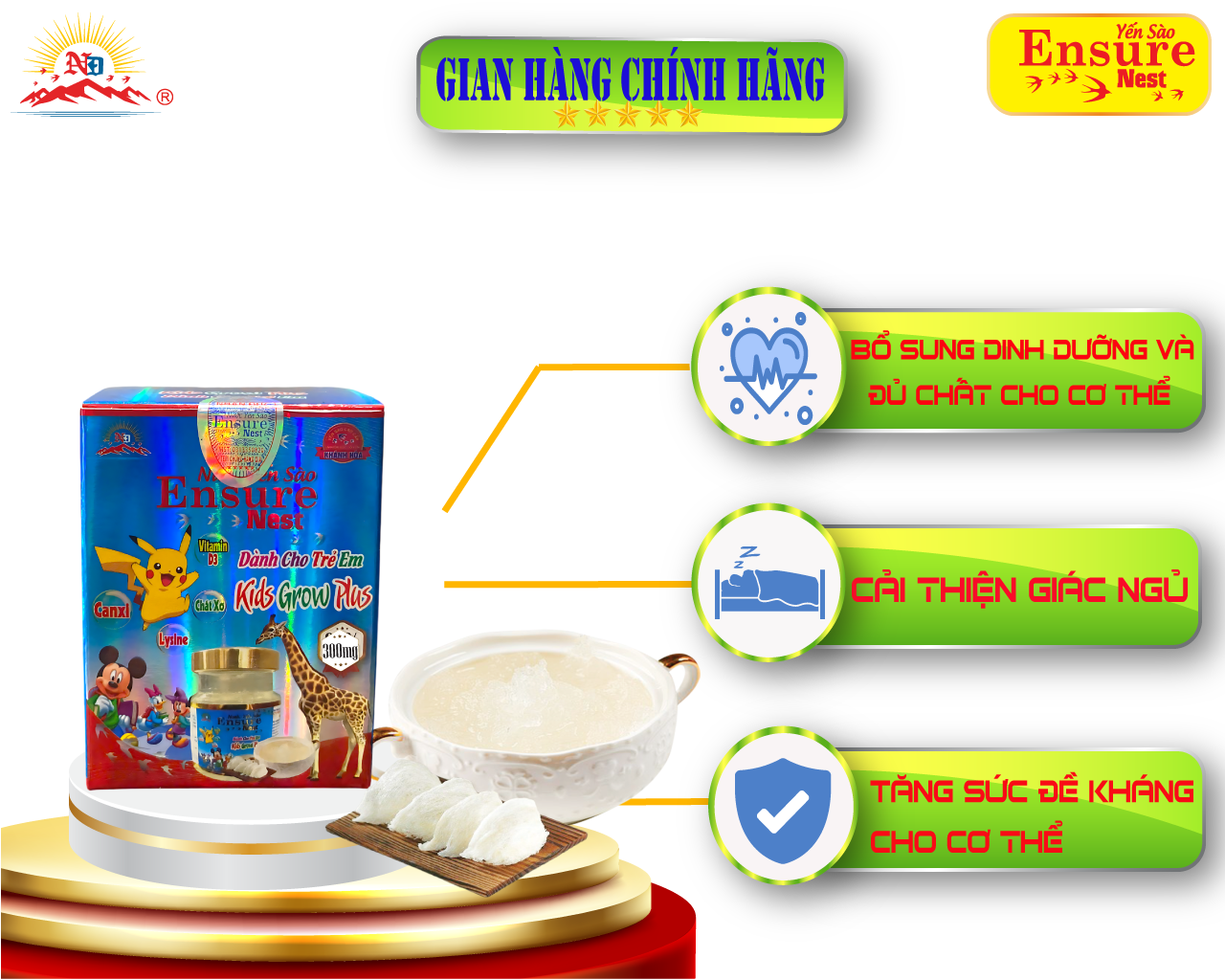 Yến Chưng Đường Phèn Ensure Nest 350mg Yến nguồn gốc yến Khánh Hoà hủ 70ml