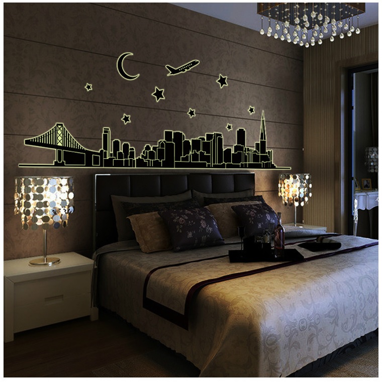 Decal dán tường Dạ quang thành phố đêm AmyShop DDQ003