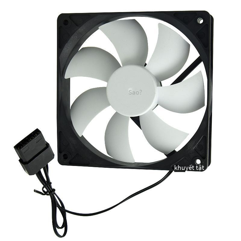 Khuyến mại dày 12cm quạt lớn thể tích không khí khung gầm quạt máy tính để bàn quạt làm mát đầu đơn lớn 4P khung đen lá trắng