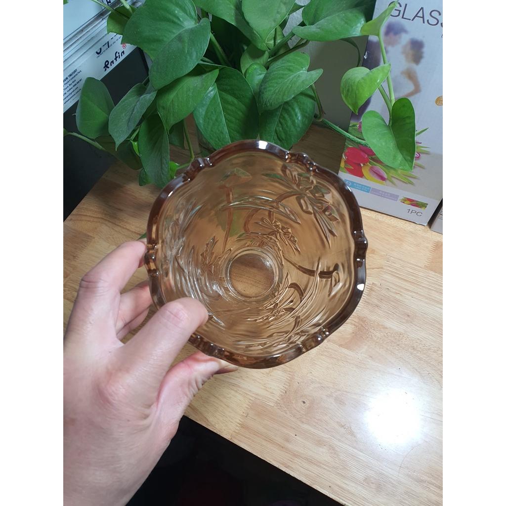 Lọ hoa thủy tinh pha lê nhũ vàng 30cm - Cao cấp