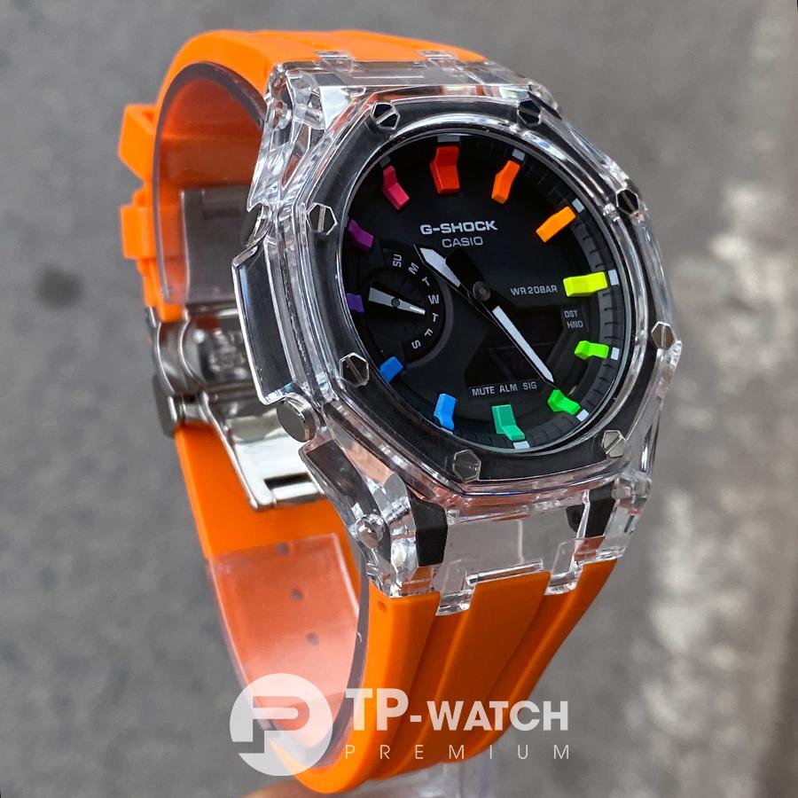 Đồng Hồ Nam Dây Nhựa Casio G-Shock GA-2100SKE-7A AP Custom Skeleton Orange x Rainbow Royal Oak (Special)