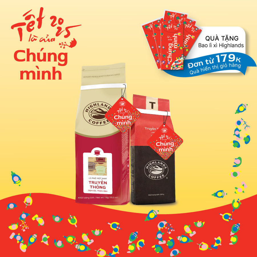 Combo Cà Phê Bột Truyền Thống Highlands Coffee 1Kg Và Gói 200Gr