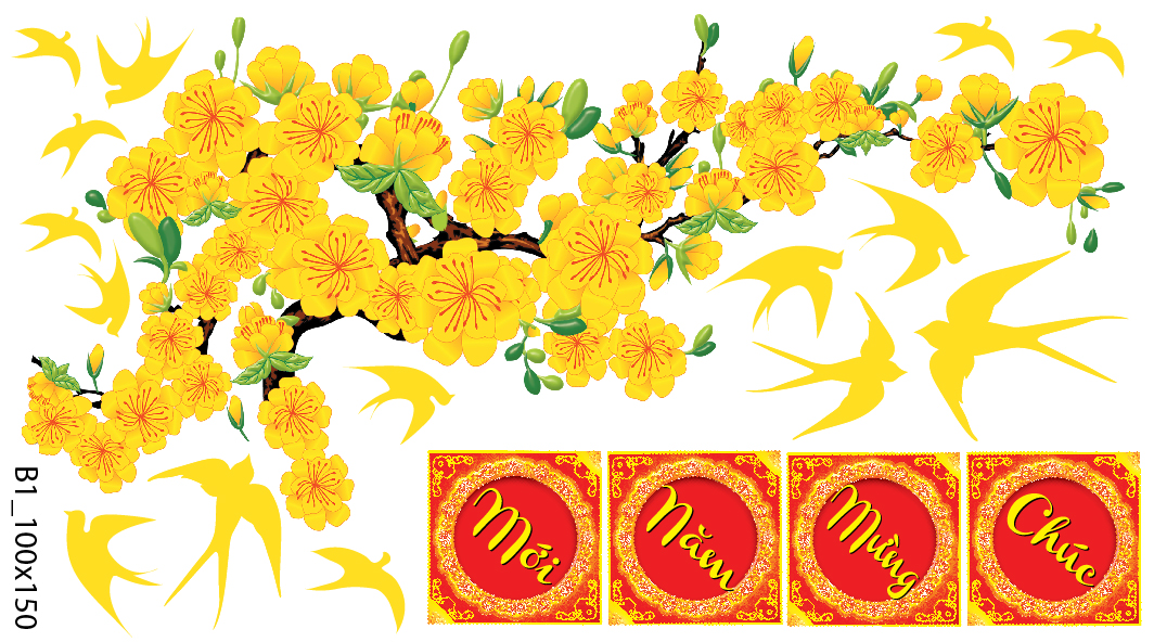 Decal trang trí tết xuân 2020 combo số 22