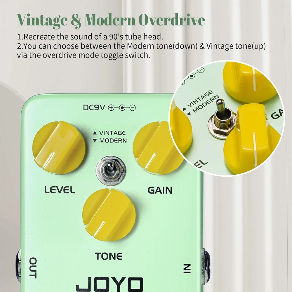 Phơ đàn, bàn đạp hiệu ứng guitar điện, pedal effect Bright day overdrive Joyo JF25- Hàng Chính Hãng