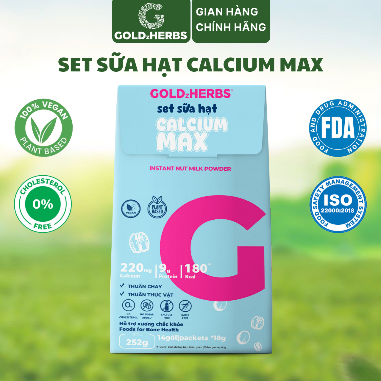[Hàng chính hãng] Set sữa hạt chắc khỏe xương GoldzHerbs Calcium Max, bổ sung Canxi - 15 gói/ 252g/ 500g