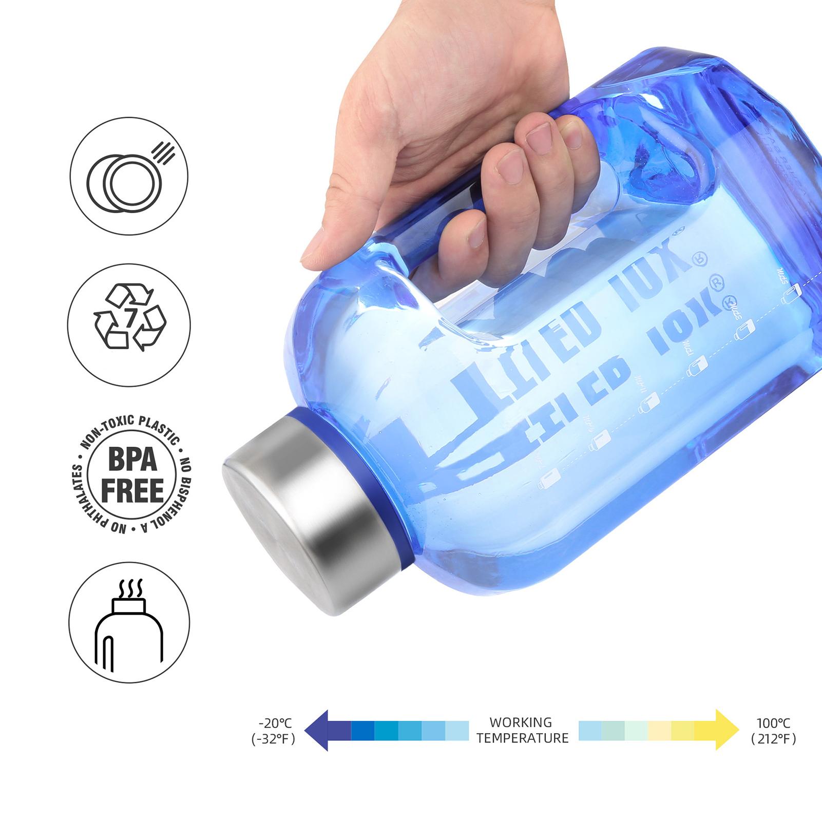 Bình nước thể thao 2,2L có mốc đánh dấu thời gian cần uống