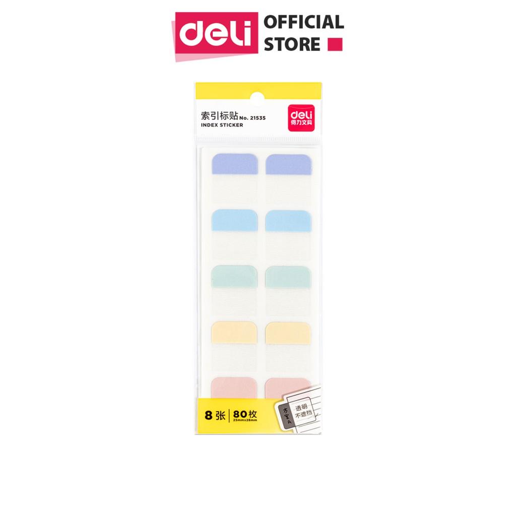 Giấy phân trang đánh dấu trang nhiều màu pastel Deli - Cỡ 28x25mm - 21535