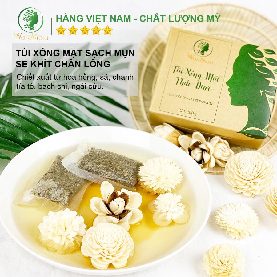 Bộ xông hơi thải độc, tái tạo da cơ bản Wonmom ( 1 Hộp xông mặt + 1 Scrub nghệ tẩy mặt )