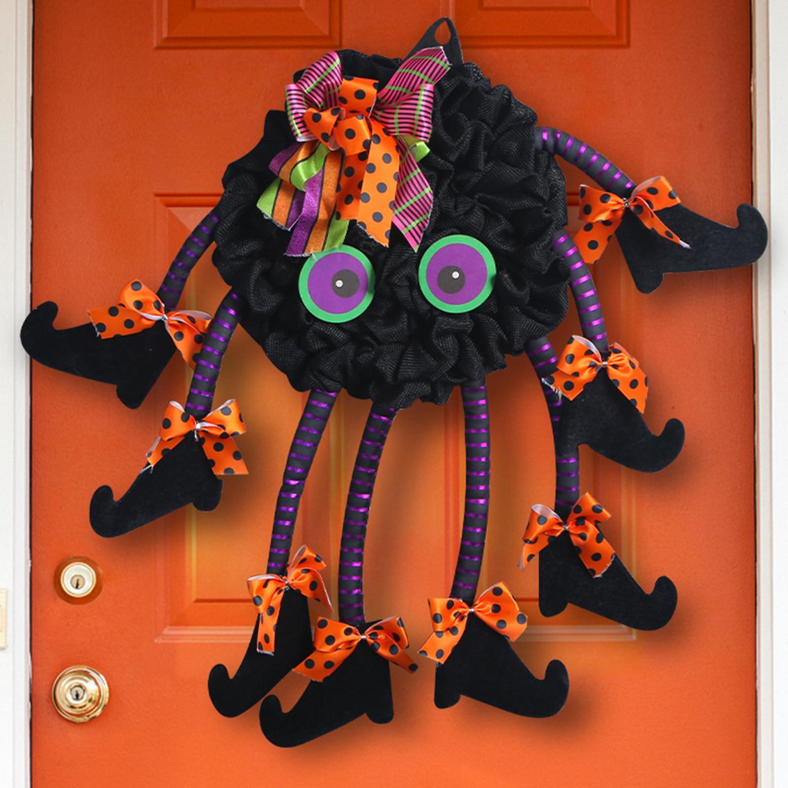 Halloween Wreath  Wreath with Legs Front Door Wreath Artificial Wreath Hanging Ornament Garland Hanger for Wall Home Indoor Outdoor
