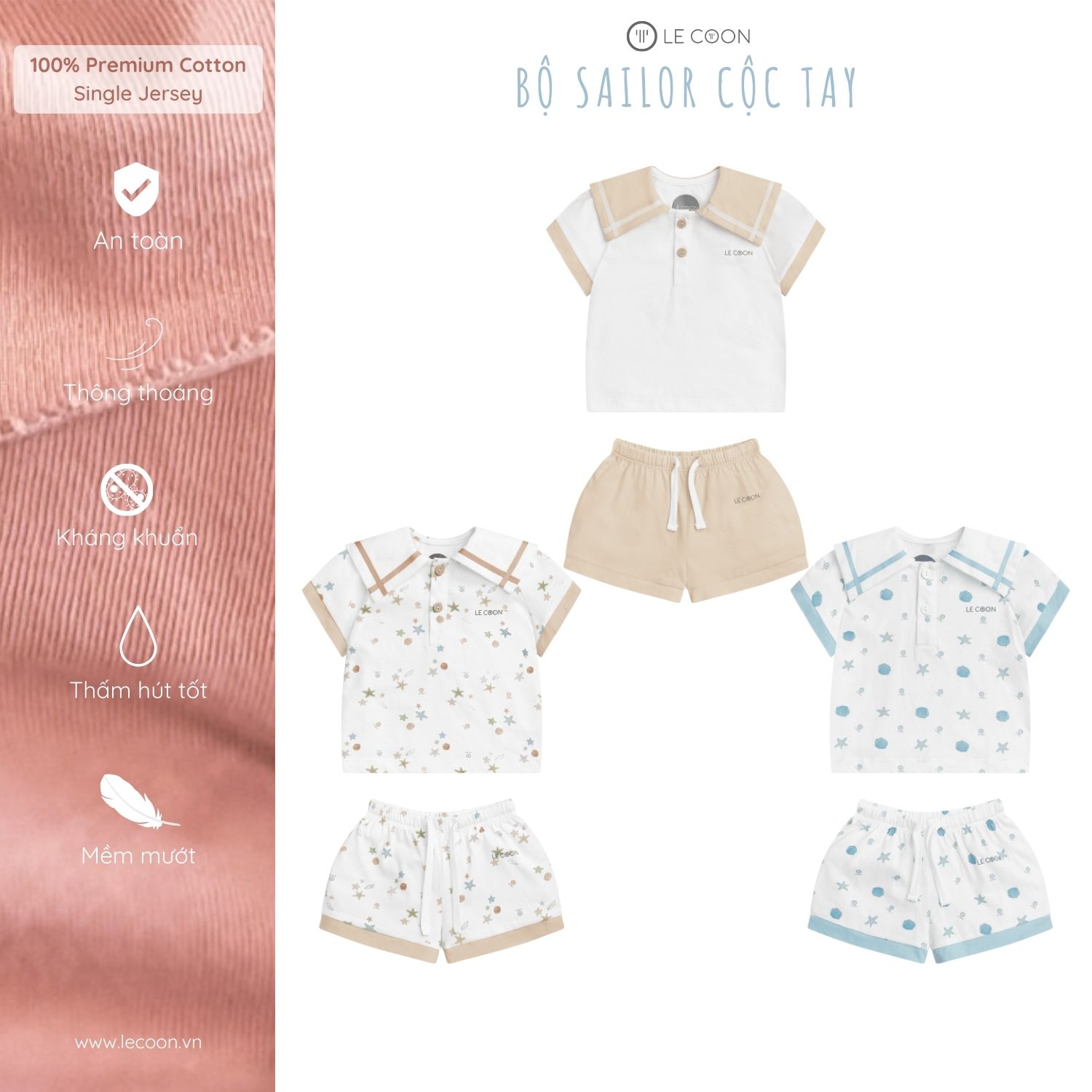 LE COON | Bộ Sailor Cộc Tay | COOL | 6 tháng-3 tuổi