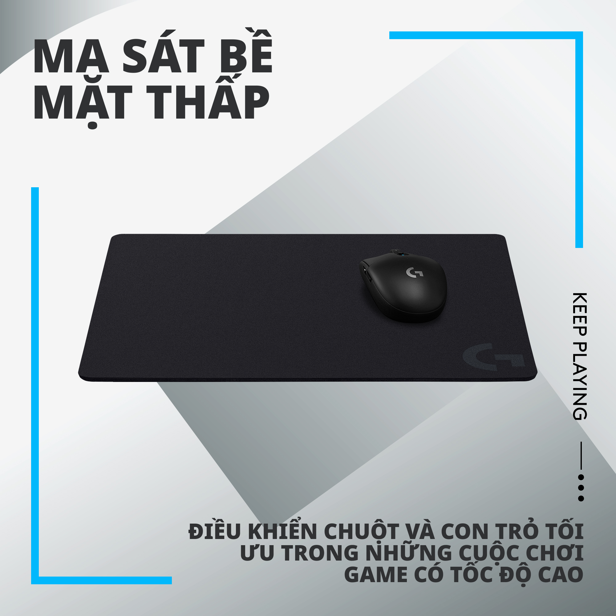 Bàn di chuột game Logitech G440 (Size M) tấm lót chuột chơi game bằng vải, tối ưu cho chơi game, ma sát, chống trượt kích thước 340 x 280 x 5 mm (dài x rộng x dày) - Hàng Chính Hãng