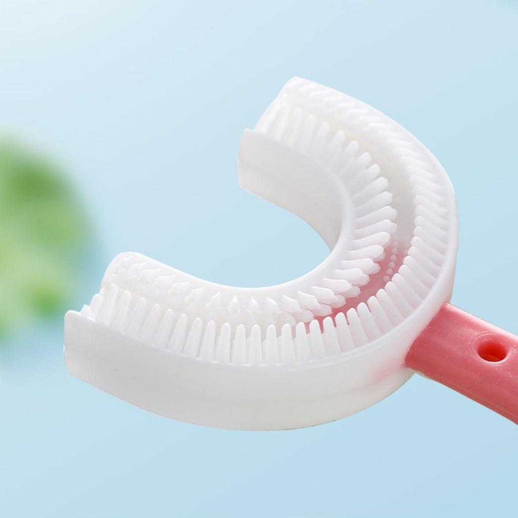 Bàn chải đánh răng cho bé kiểu chữ U chất liệu silicon chịu được lực cắn, cho bé từ 2-6 tuổi