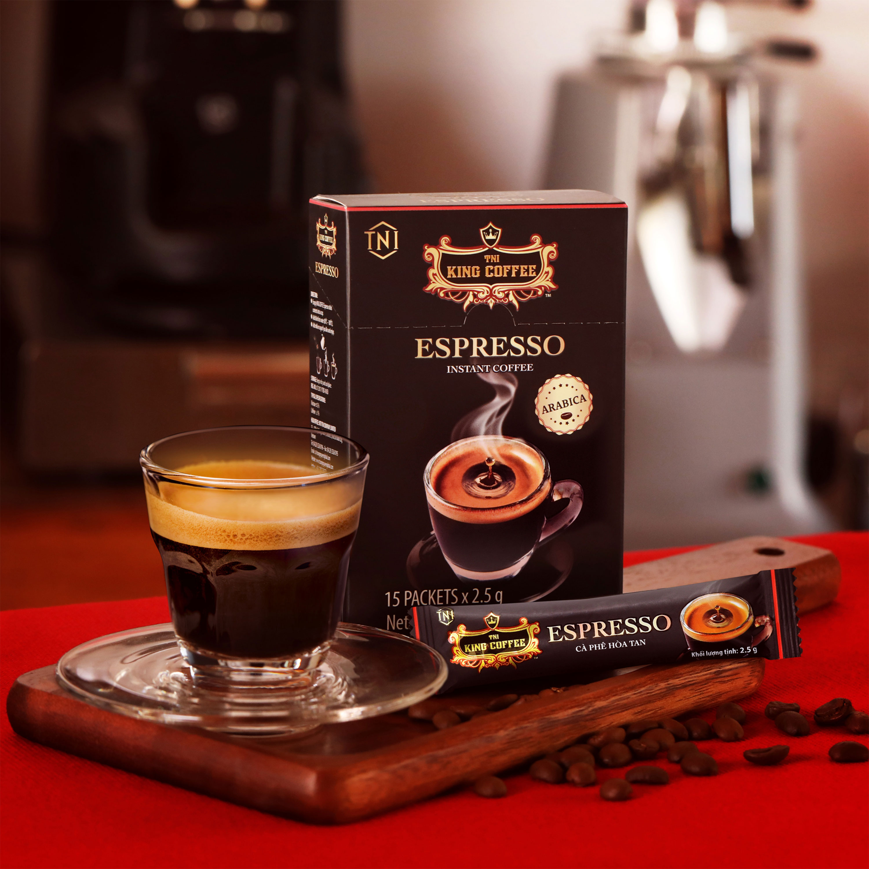 Combo 5 Cà Phê Đen Hòa Tan Espresso KING COFFEE - Hộp 15 gói x 2.5g