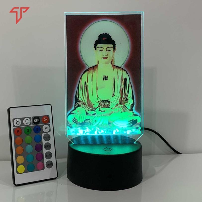 Đèn led 3D in hình phật, đèn led mica adida, quan âm, hình thờ, phật trang trí ôtô - xe tải - để bàn