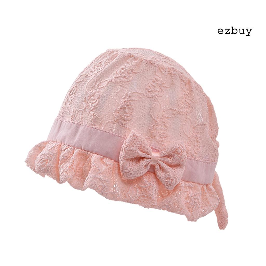 Mũ ren chống nắng thoáng khí đính nơ thời trang mùa hè cho bé - Dark Orange