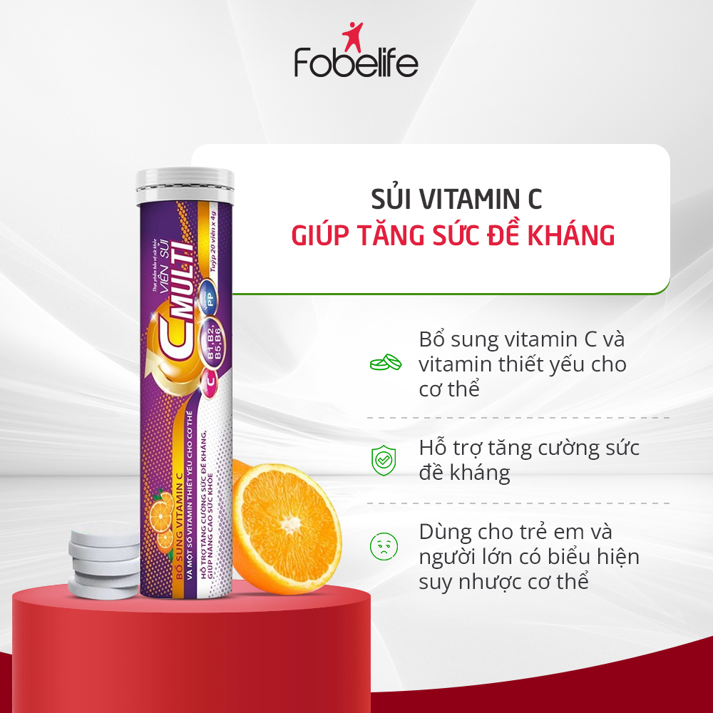 Viên Sủi Vitamin C Tăng Sức Đề Kháng Bổ Sung Vitamin C Multi ( Tuýp 20 viên )