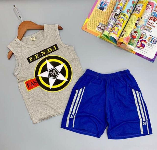 Bộ bé trai cotton 4c size đại - Đồ bộ trẻ em