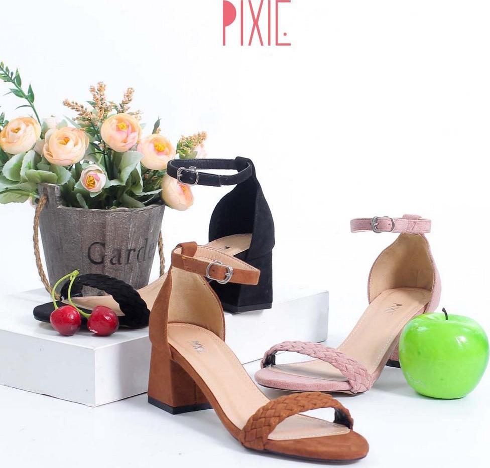 Giày Sandal Cao Gót 5cm Da Lộn Gót Vuông Quai Hậu Pixie X473