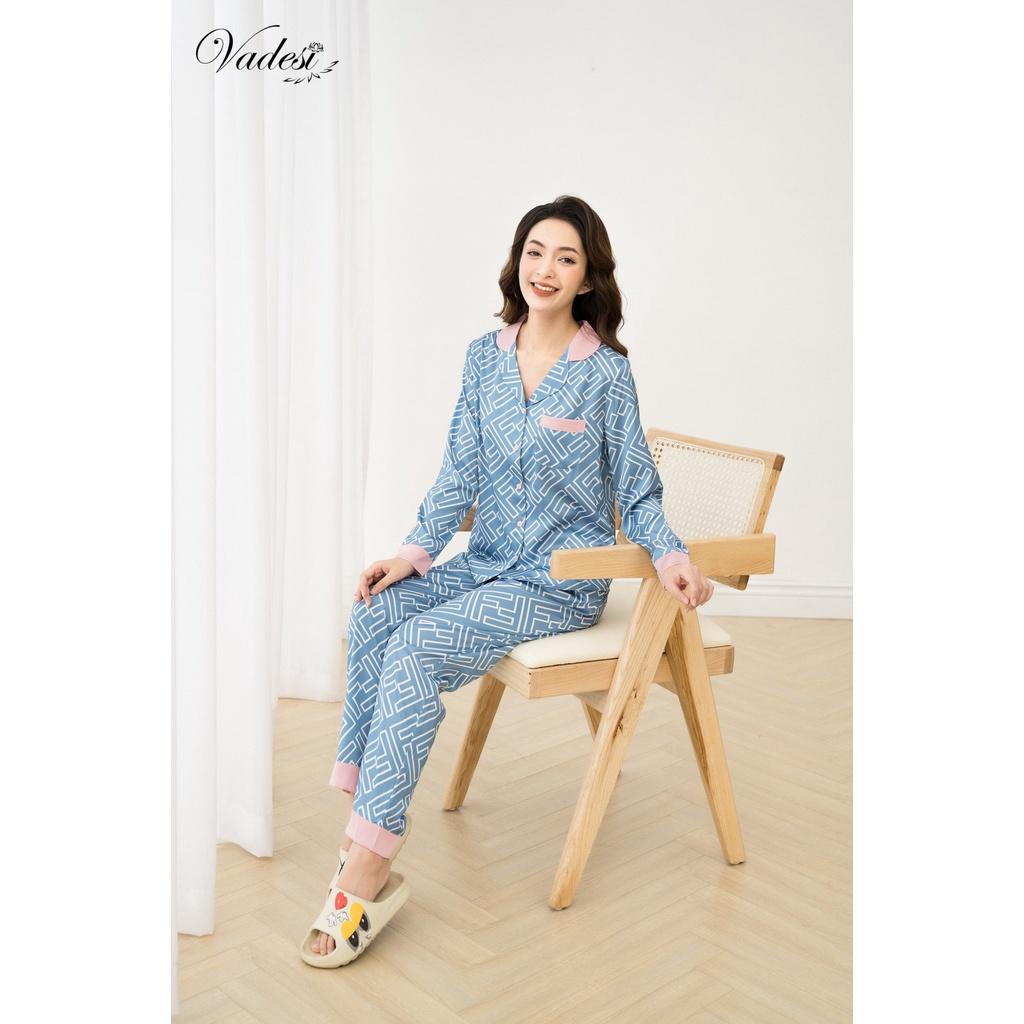 Pijama Bộ Đồ Ngủ Nữ Dài Tay Lụa Cao Cấp Mặc Nhà Họa Tiết Đẹp Mềm Mịn Thấm Hút Thoáng Mát – VADESI