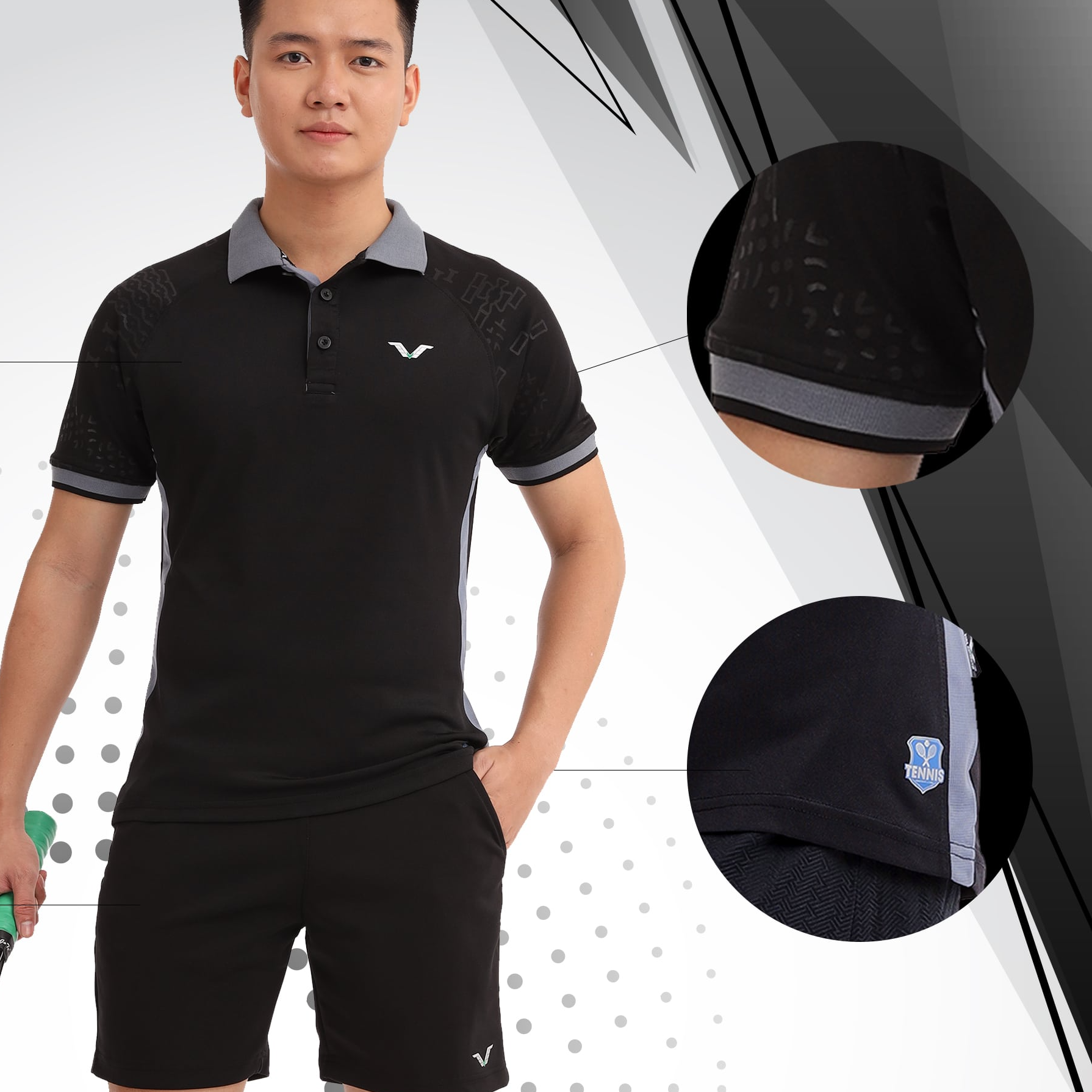 ÁO THỂ THAO CÓ CỔ NAM VNAVP08 CAO CẤP, CO GIẢN, MỀM MẠI, THẤM HÚT MỒ HÔI, FORM CHUẨN