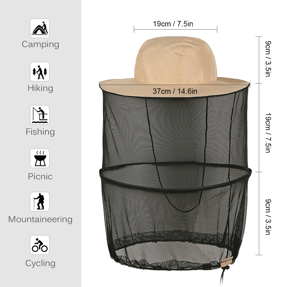 Mũ rộng vành chống nắng có thể gập lại Lưới lưới mịn giúp thoáng khí và tầm nhìn tốt cải thiện khả năng bảo vệ khỏi côn trùng