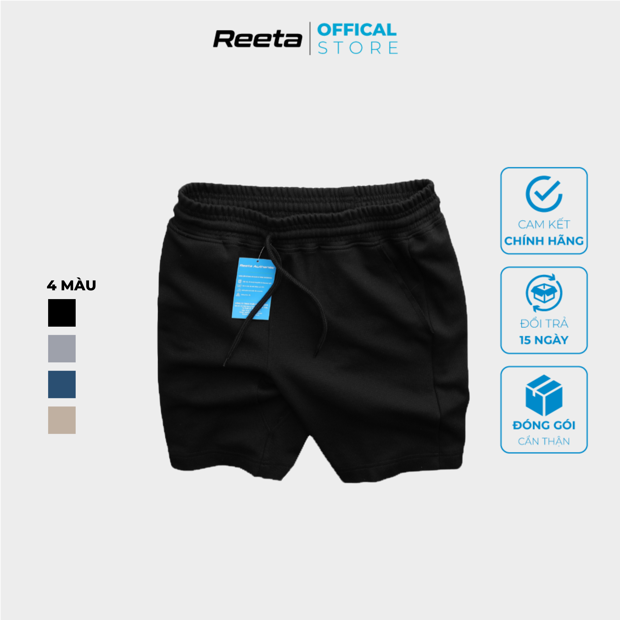 Quần short thể thao nam REETA, chất vải thun cao cấp trên gối - A1852