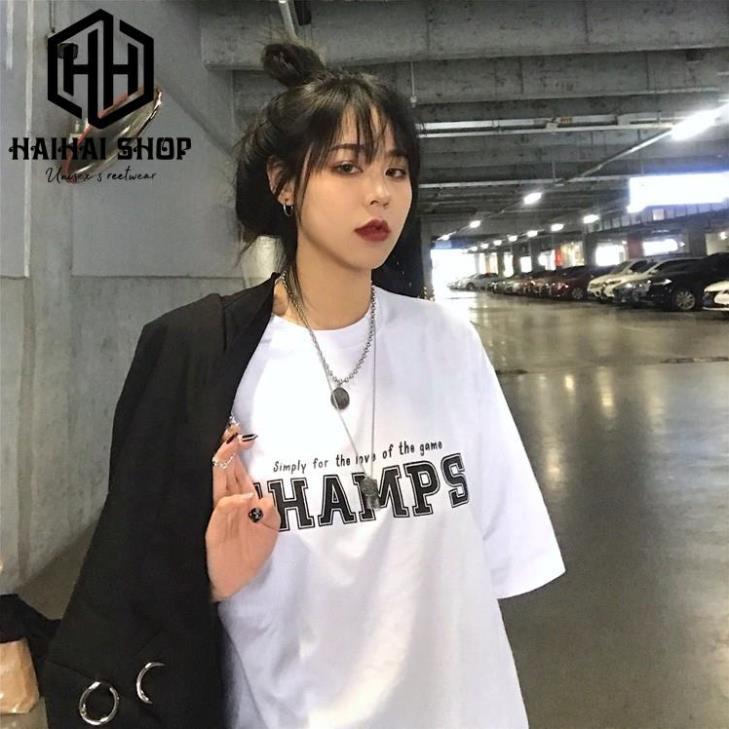Áo Thun Nam Nữ Phom Rộng Tay Lỡ In Hình CHAMPS Full HD, Vải Cotton 75% Dày Mềm Mịn Đẹp KIS OFFICIAL