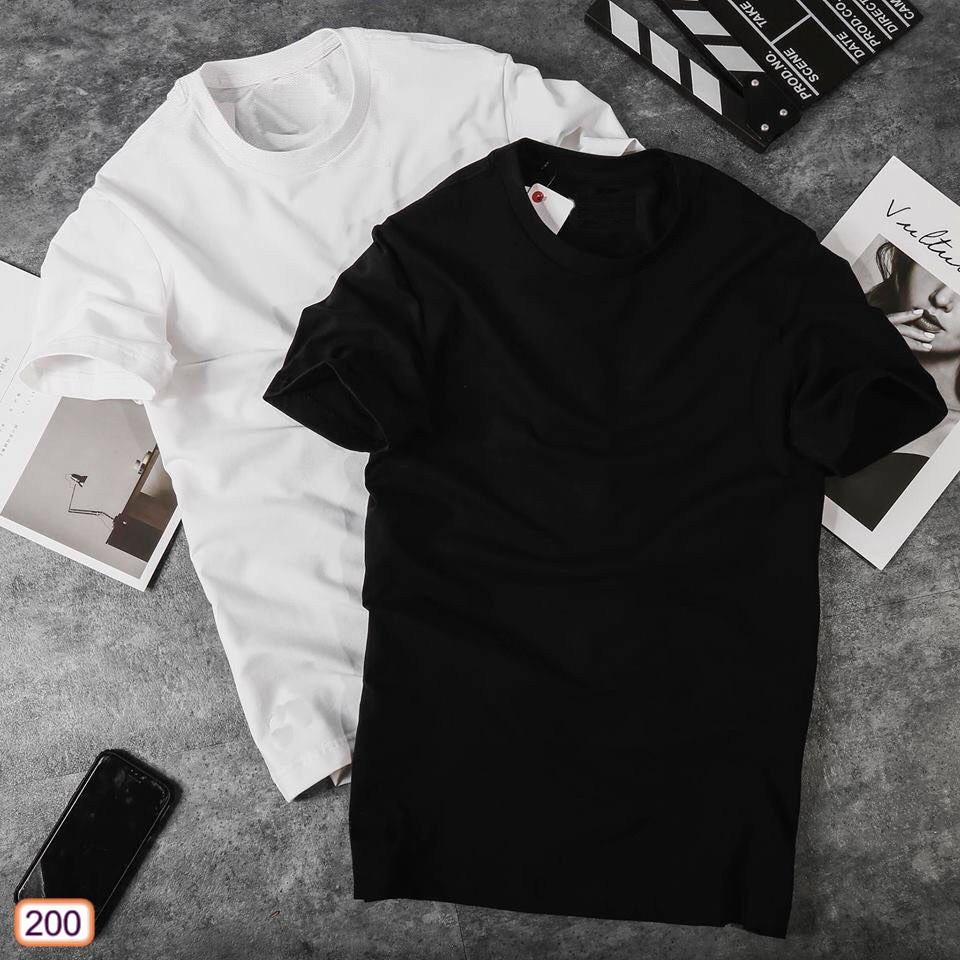 Mẫu áo thun basic nam nữ cổ tròn trơn trắng đen vải cotton mềm mại thoáng mát - PandoStore