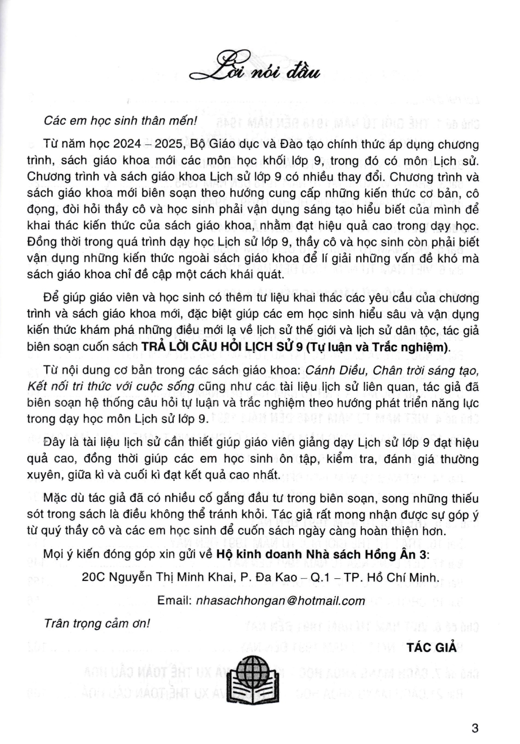 Trả Lời Câu Hỏi Lịch Sử Lớp 9 - Tự Luận &amp; Trắc Nghiệm (Dùng Chung Cho Các Bộ SGK Hiện Hành) (HA)