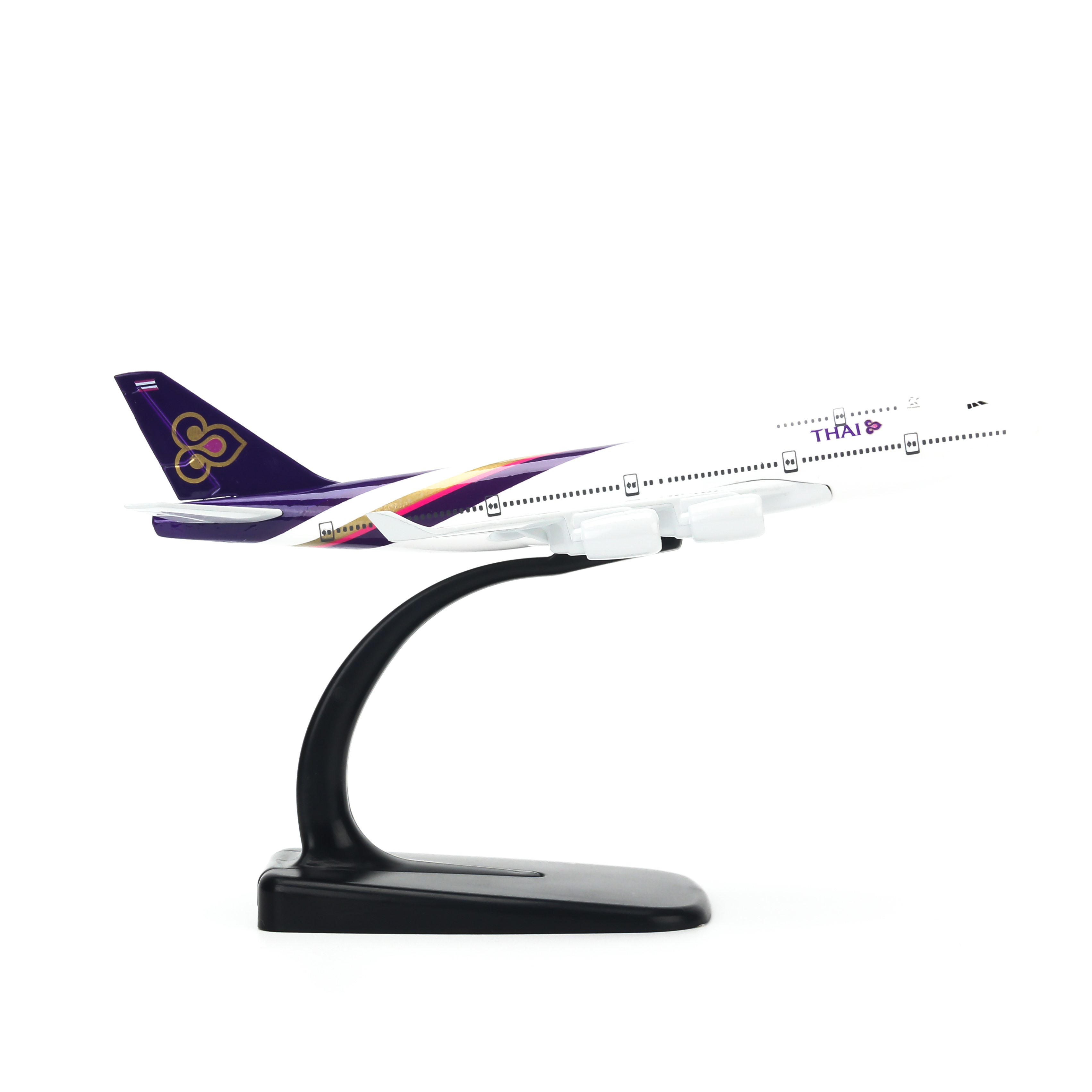 Mô Hình Máy Bay Trưng Bày Airbus Thai Airways Everfly (Trắng Tím)