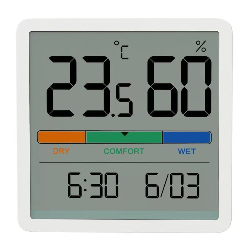 Đồng hồ nhiệt độ và độ ẩm  Mute Màn hình LCD lớn 3,34 inch độ chính xác cao-Hàng hóa nhập khẩu
